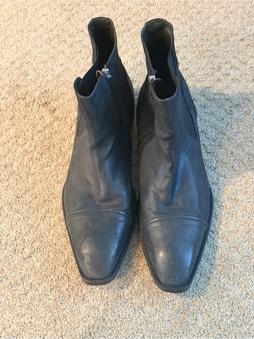 Donald J. Pliner Black Leather Chukka Zip Boots